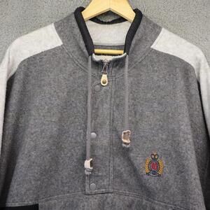 Bugle Boy XL ColorBlock Fleece 1/2 Zip Jacket Pockets vtg 90